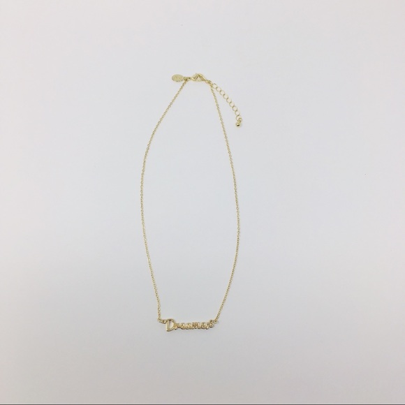 Express Dreamer Script Pendant Necklace Gold Tone - Picture 6 of 8